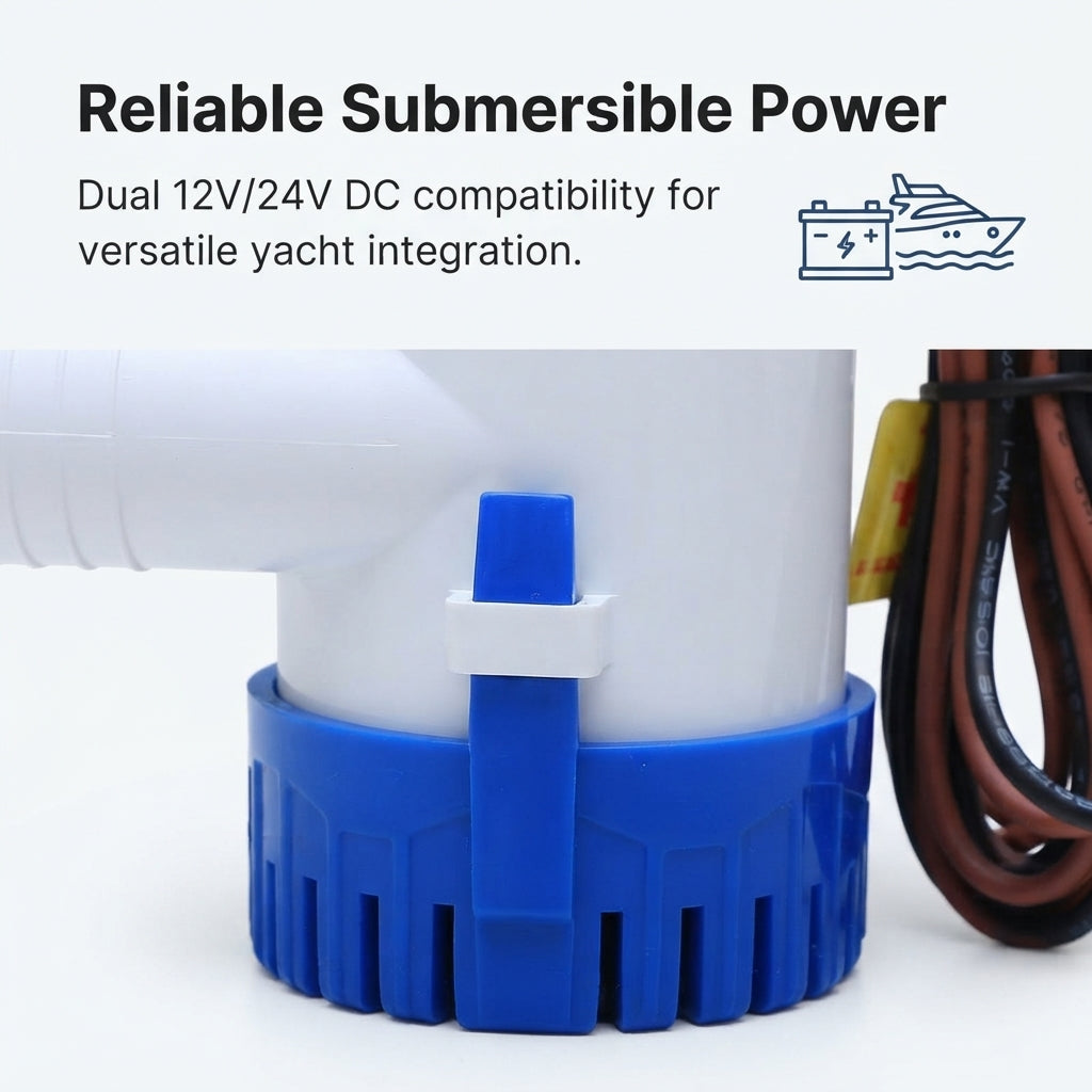 Airow Marine 1100 GPH Bilge Pump - 12V/24V Submersible Seawater Rated