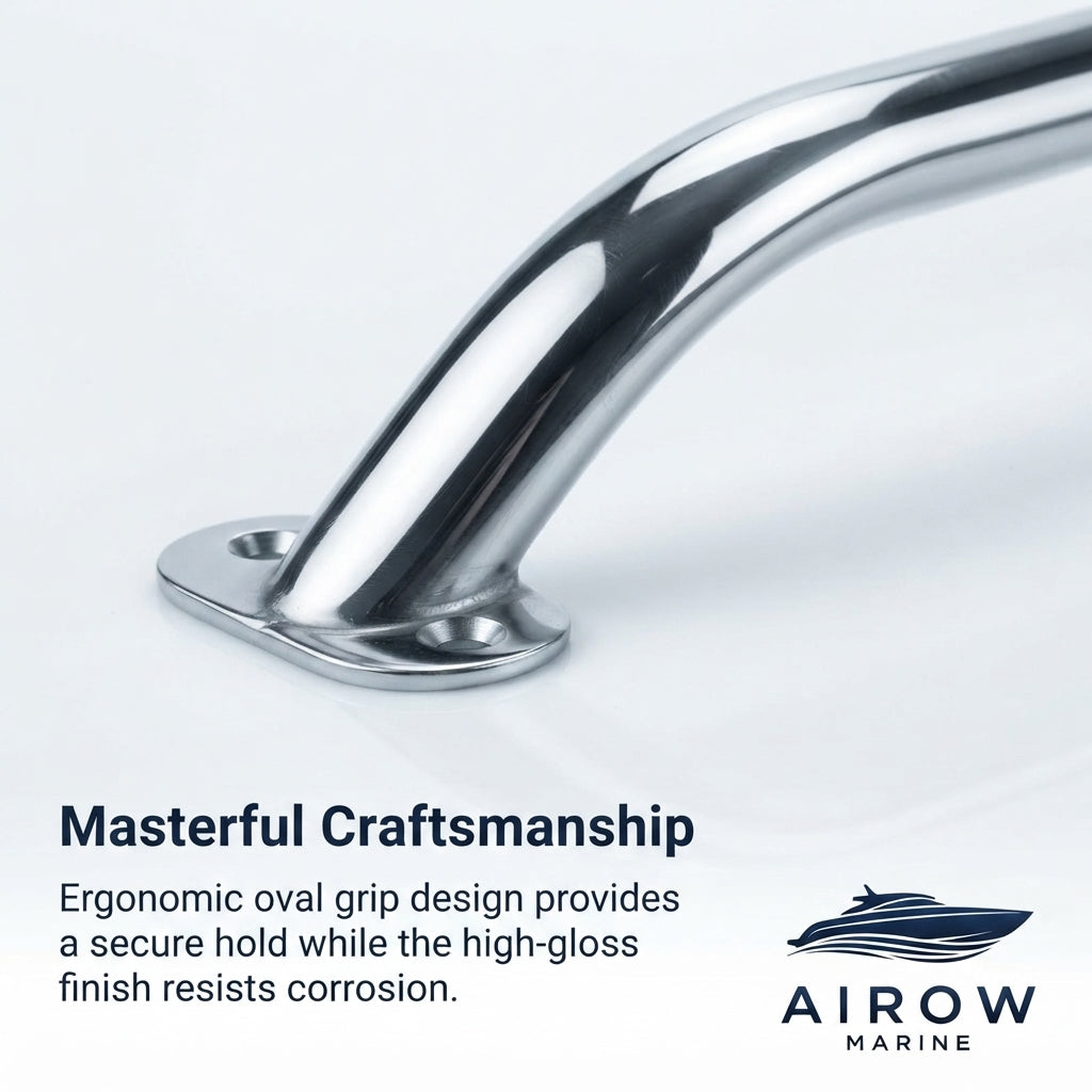 Marine Grab Handle - 316 Stainless Steel, Mirror-Polished (12 inch)