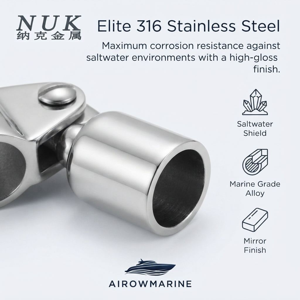 Marine-Grade 316 SS Swivel Cap – Mirror-Polished Yacht Awning Hardware – marine application view