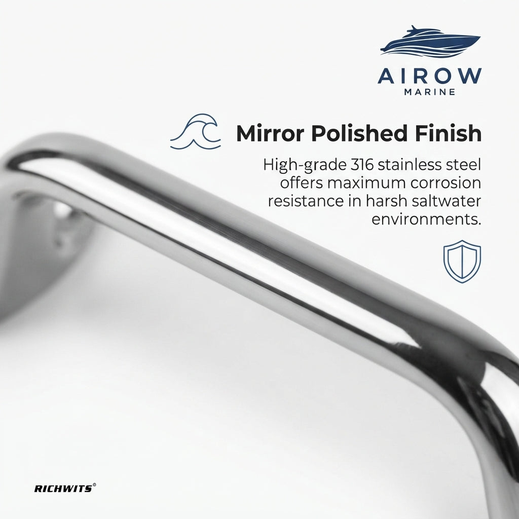 Marine Grab Handle – 316 Stainless Steel, Mirror Polished (149mm) – marine application view