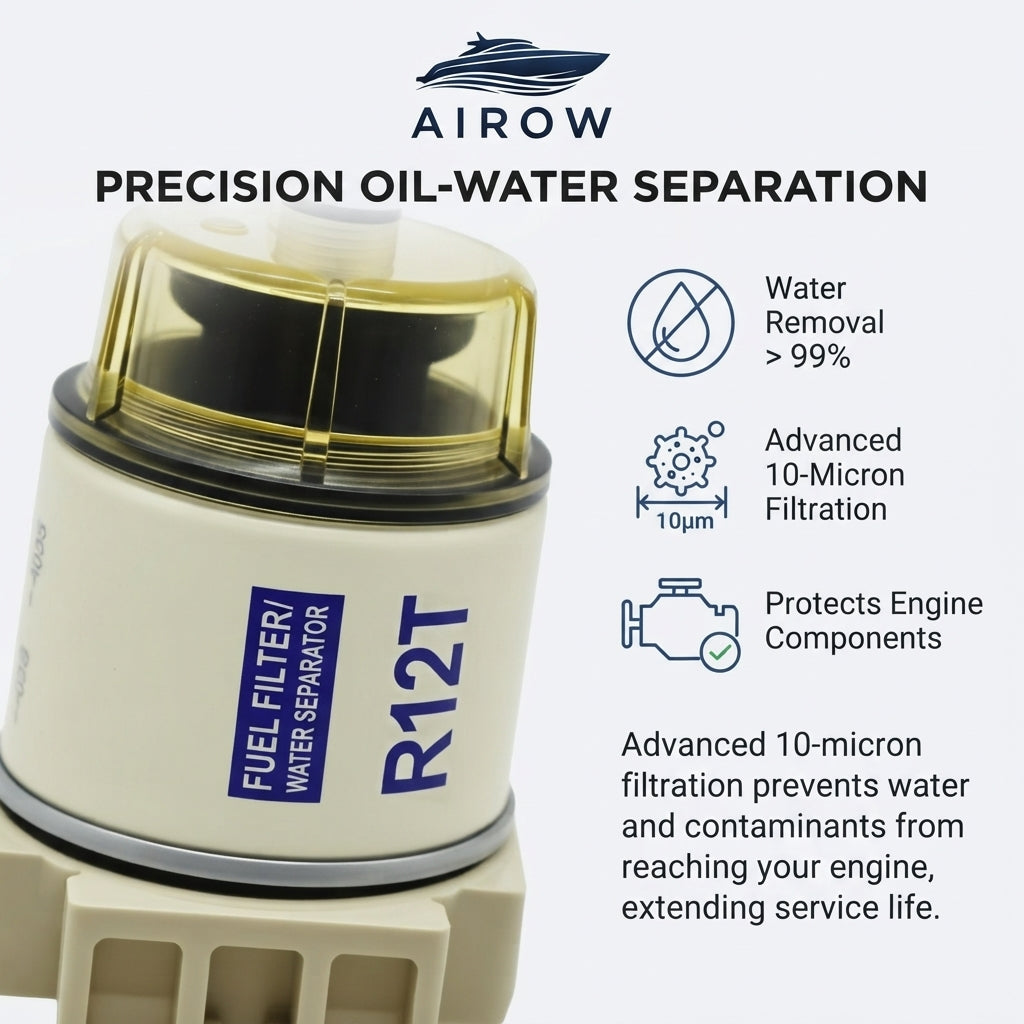 R12T Marine Fuel Filter & Water Separator - 10 Micron (30 GPH) for Outboard Motors