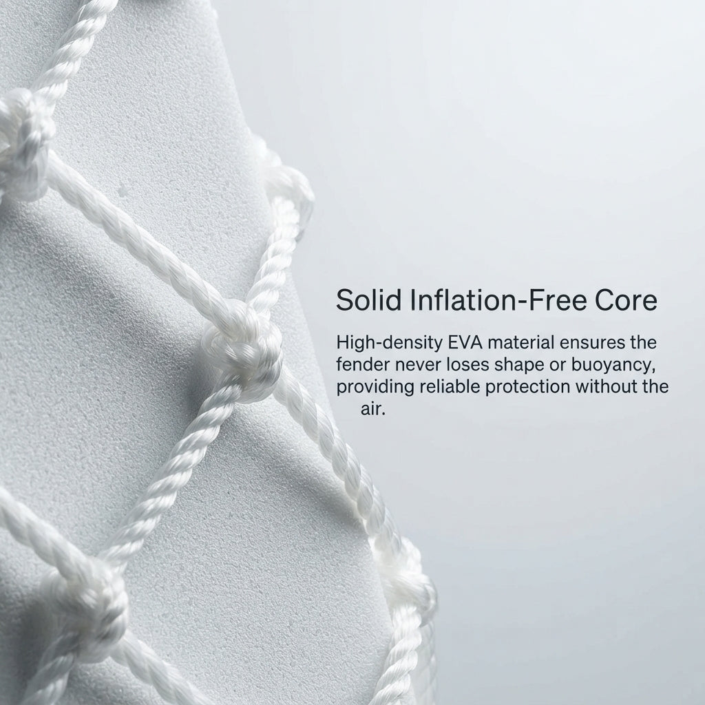 Airow Marine Solid EVA Square Boat Fender with Rope Mesh - UV-Resistant Protection