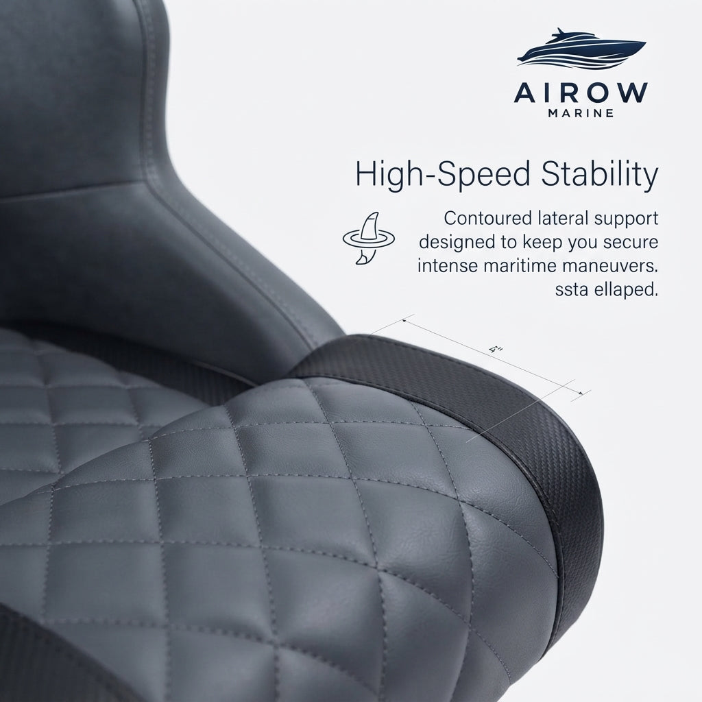 Airow Marine Sporty Captain's Boat Seat - UV-Resistant Flip-Up Bolster
