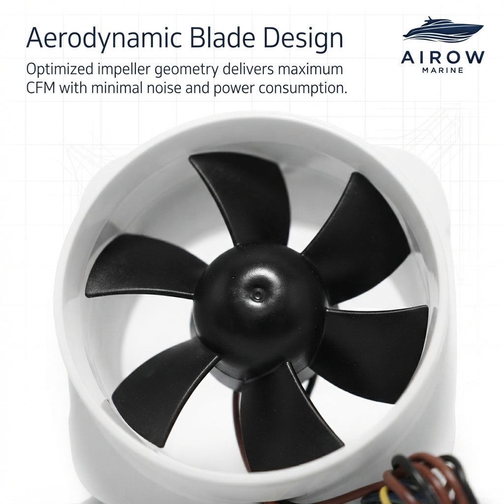 Airow Marine 3-4" DC In-Line Blower Fan - 130-270 CFM, 12V/24V
