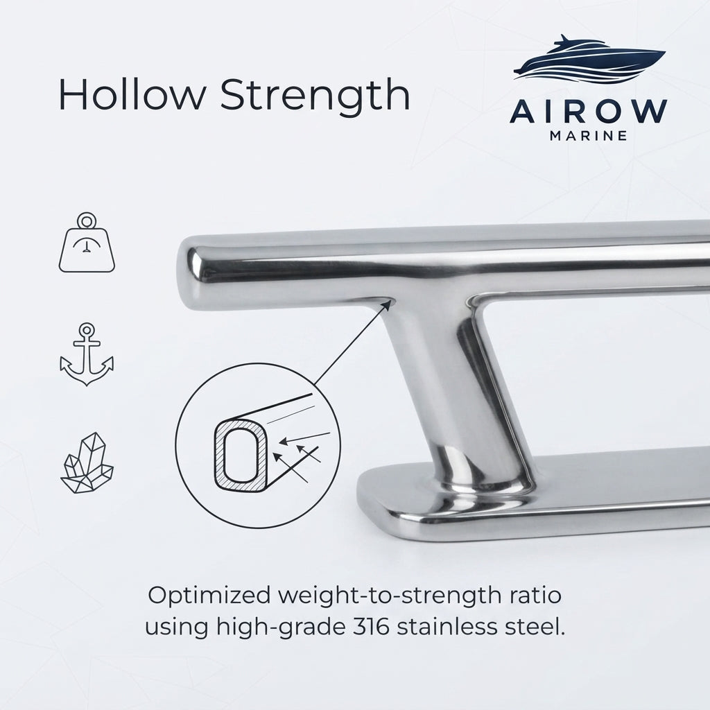 AIROW MARINE Hiero 316 Stainless Steel Boat Cleat - Mirror Polished (153mm)