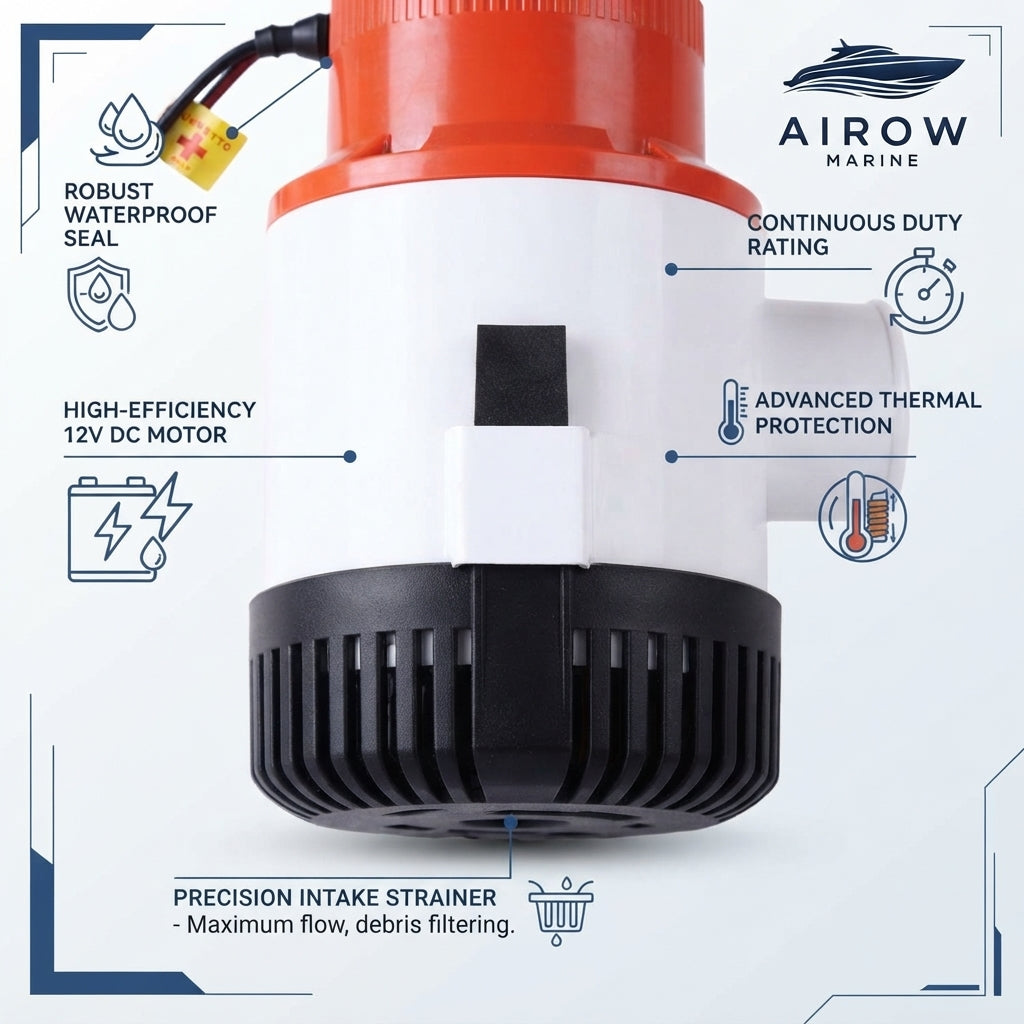 Airow Marine Manual Bilge Pump - 4700 GPH Heavy-Duty 12V DC (50mm Outlet)