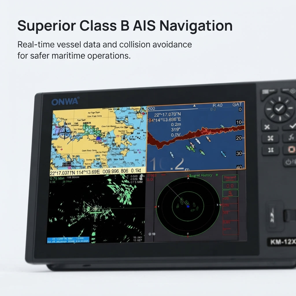 ONWA KM-12X 5-in-1 Marine Chartplotter - Class B AIS & Radar (12-inch)
