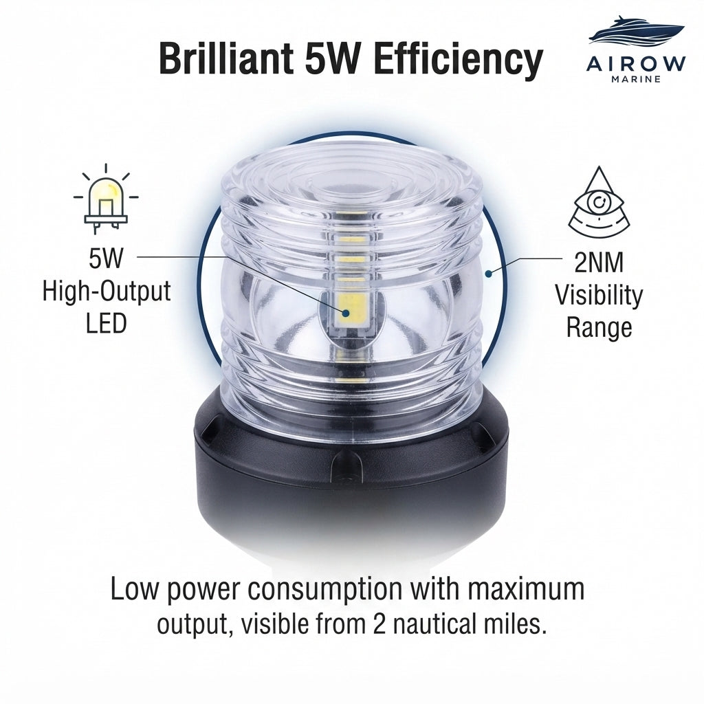 Adjustable Yacht All-Around Light - 5W LED 360° Visibility (12-inch)