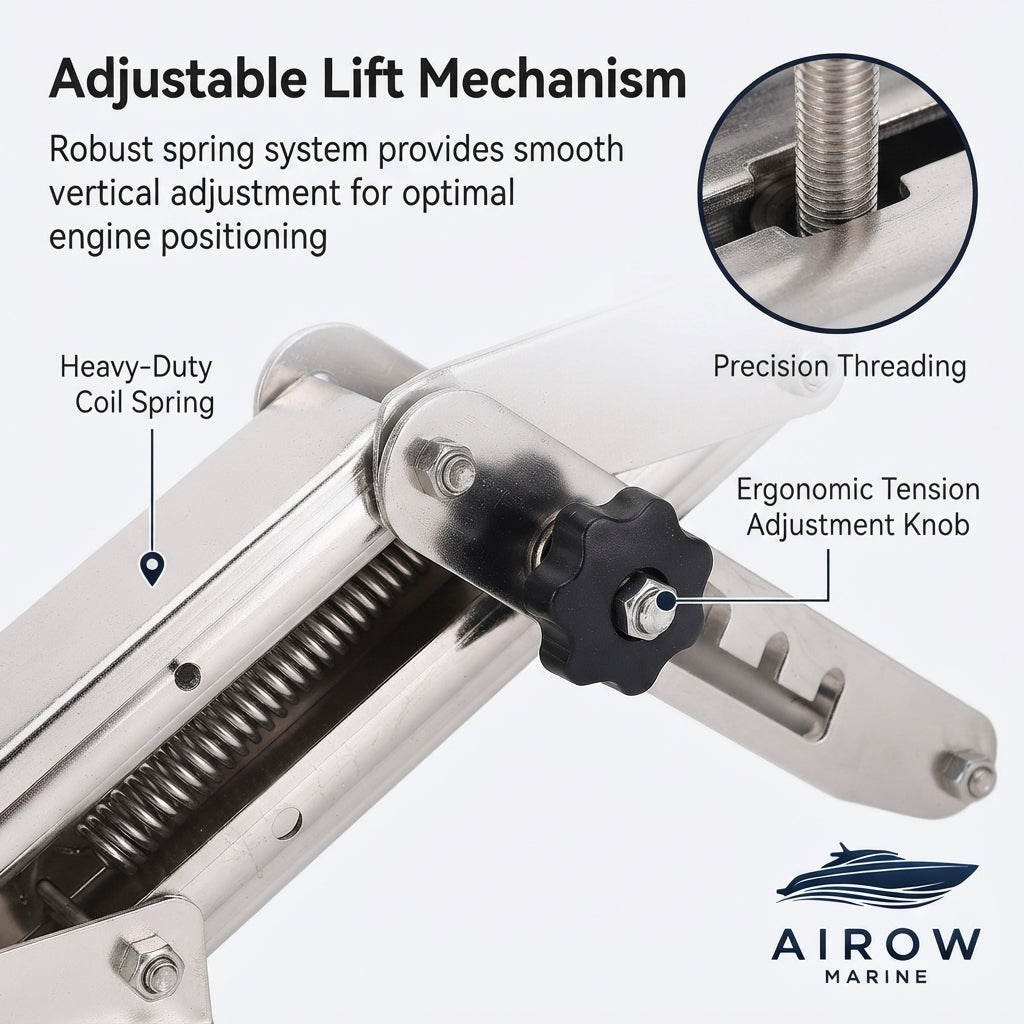 Airow Marine 20HP Adjustable Outboard Engine Mount - 304 Stainless Steel