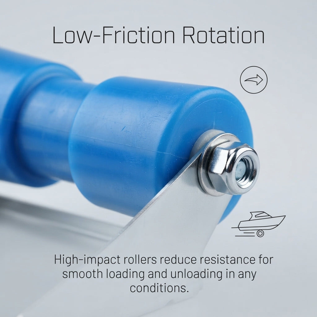 8-Inch Heavy-Duty Trailer Roller Bracket - Marine-Grade Steel & High-Impact Poly Roller