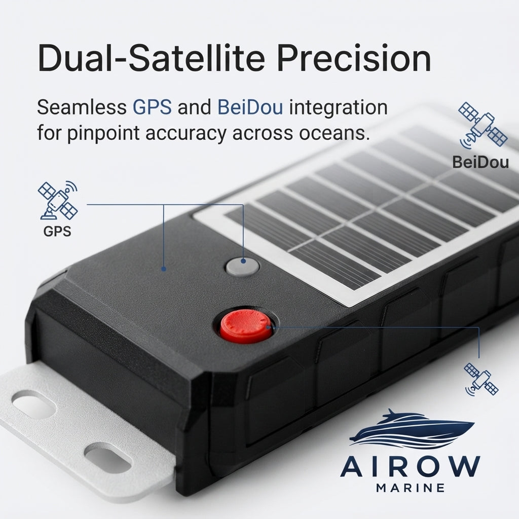 AirowMarine Solar GPS+BeiDou Tracker - Marine-Grade IP67 (10000mAh)