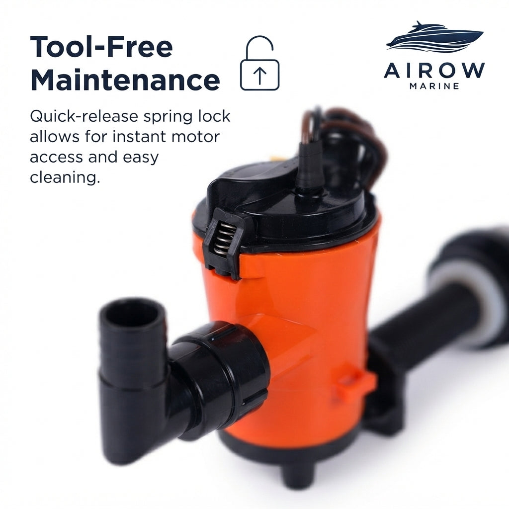 AirowMarine 24V 800 GPH Bait Pump - Marine Aeration & Livewell Circulation