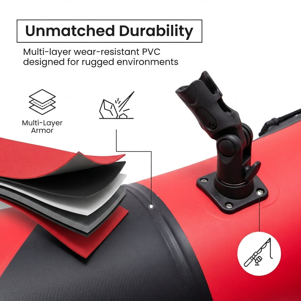 AirowMarine Heavy-Duty Inflatable Fishing Raft – Drop-Stitch Floor (200x130CM) – marine application view