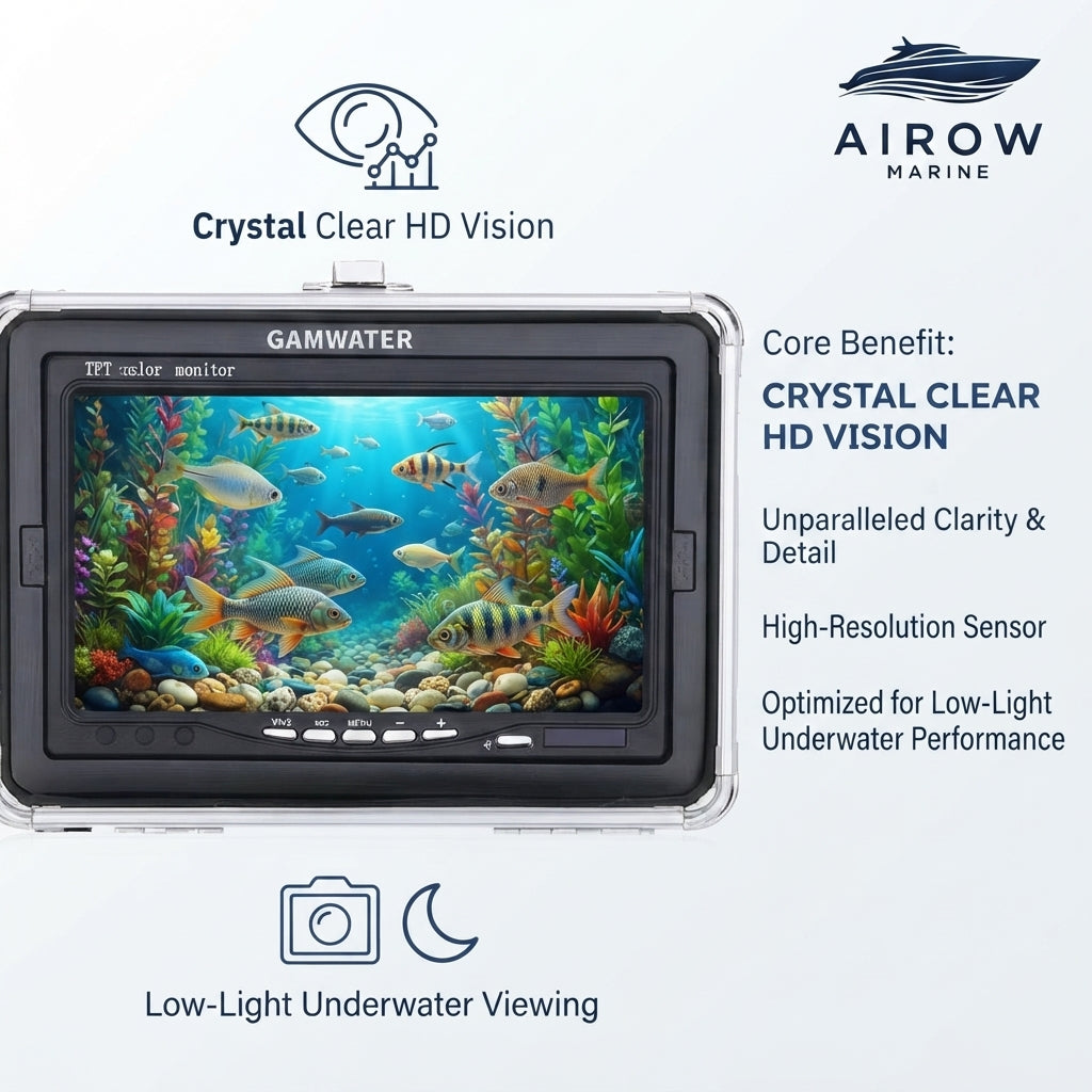 AirowMarine 7-Inch HD Underwater Fishing Camera Kit - Saltwater-Ready (20m Cable)