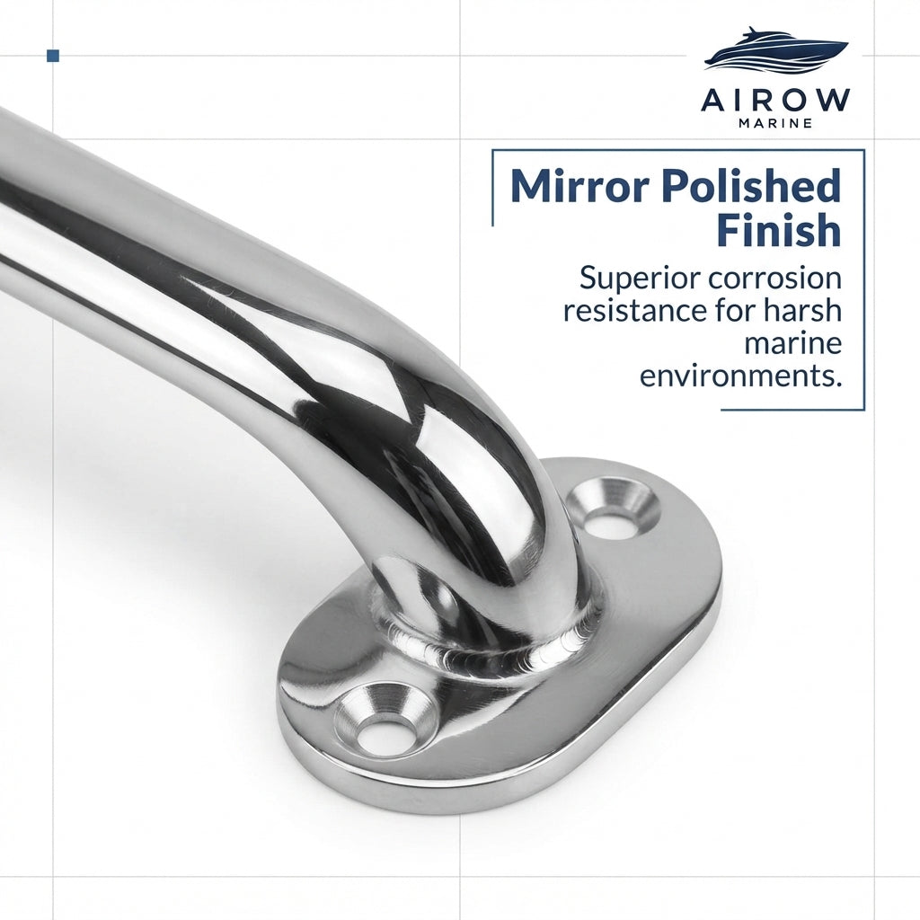 AirowMarine 316 Stainless Steel Grab Handles - Mirror Polished, Marine Grade (235mm)