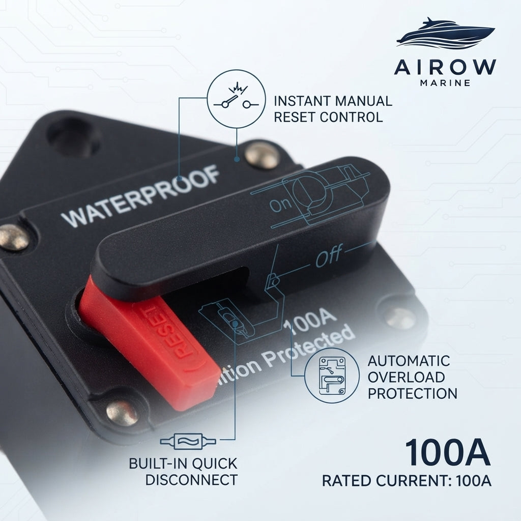 100A Marine Circuit Breaker - Waterproof Ignition Protected Reset Fuse