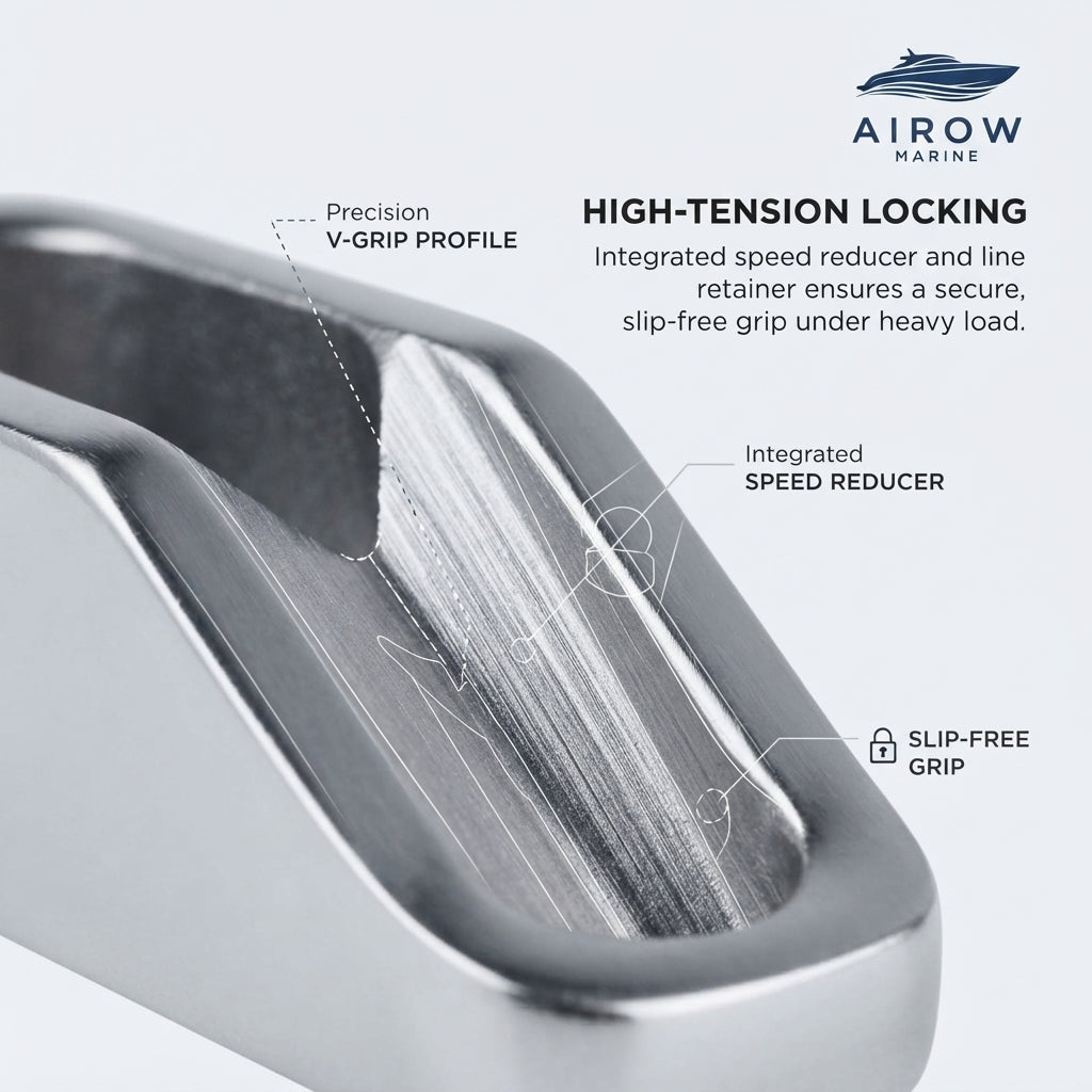 Airow Marine 316 Stainless Steel Rope Clamp - High-Load Sailboat & Yacht Line Retainer (81.6mm)