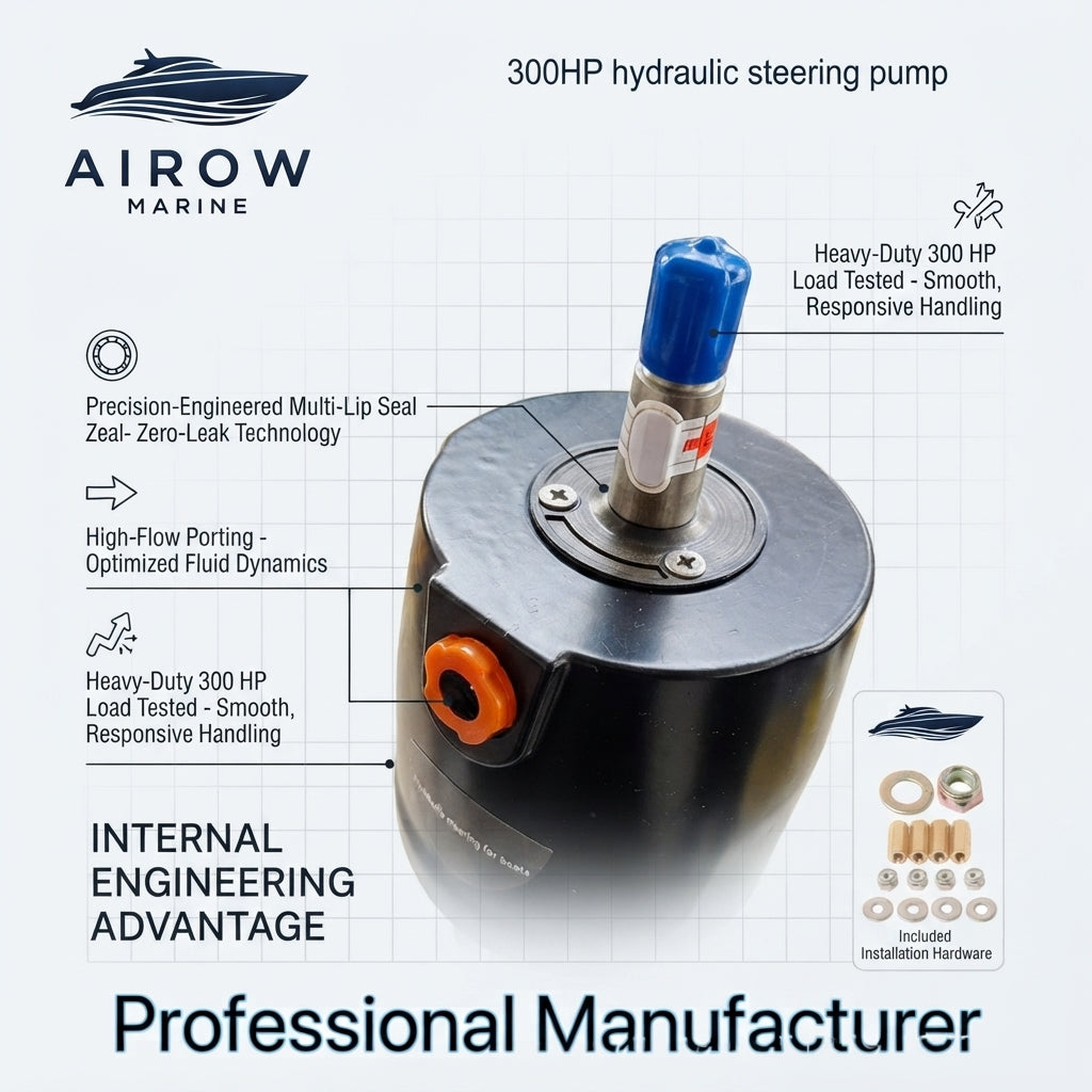 Airow Marine Outboard Hydraulic Steering Helm Pump - 20cc/rev 300HP (Front-Mount)