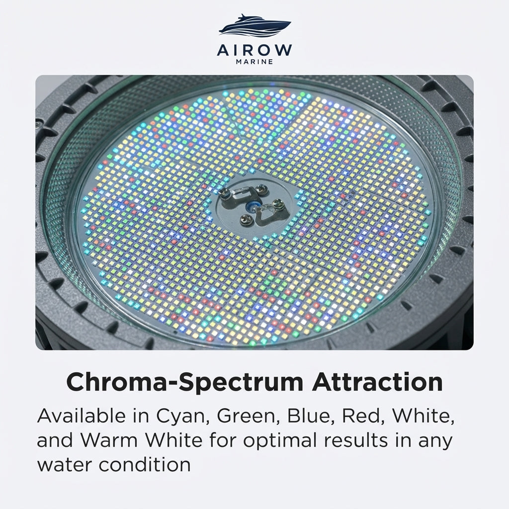 AirowMarine 1500W Multi-Color LED Deep Sea Fish Gathering Light - IP68 Marine Grade