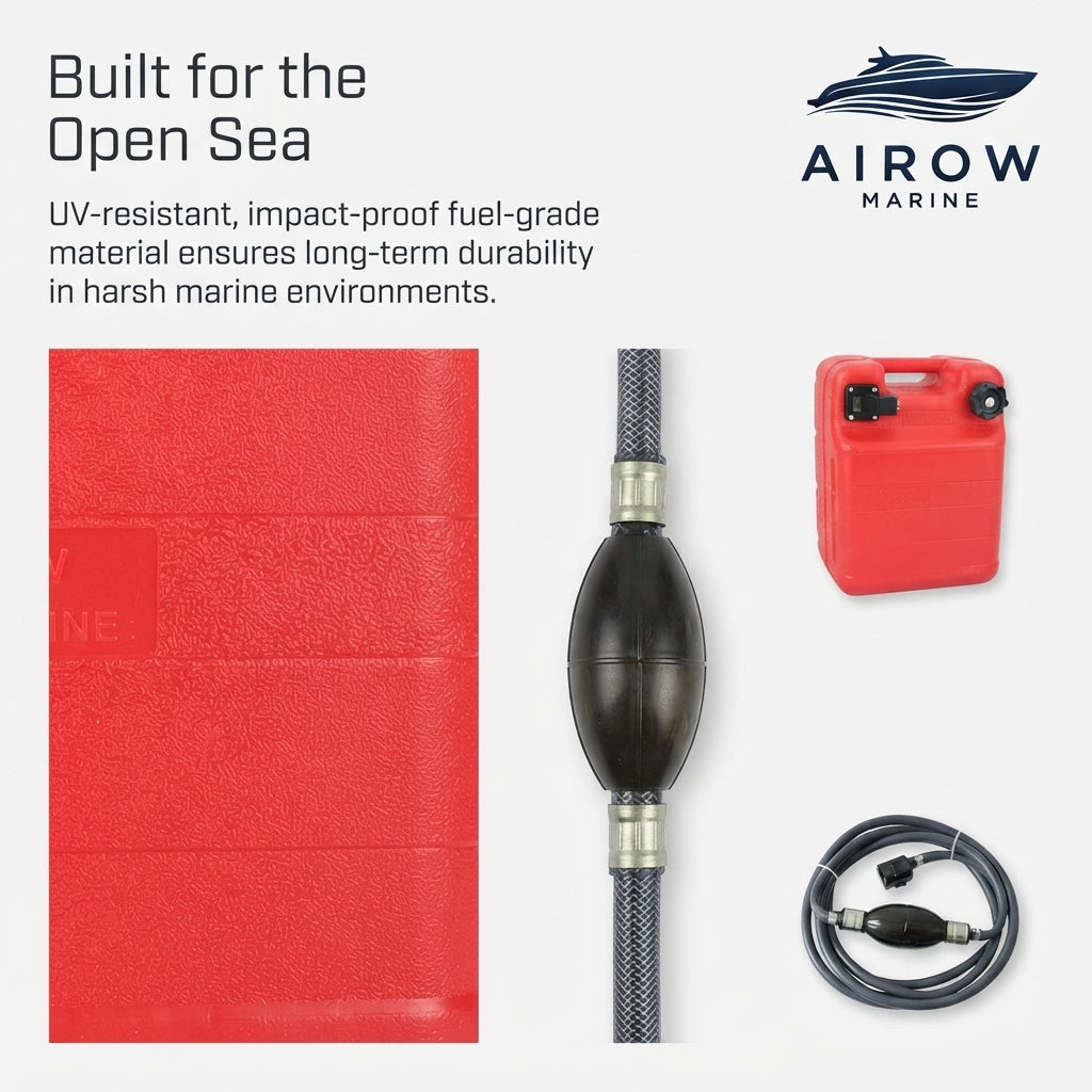AirovMarine 24L Portable Marine Fuel Tank Kit - Integrated Gauge & Universal Fuel Line