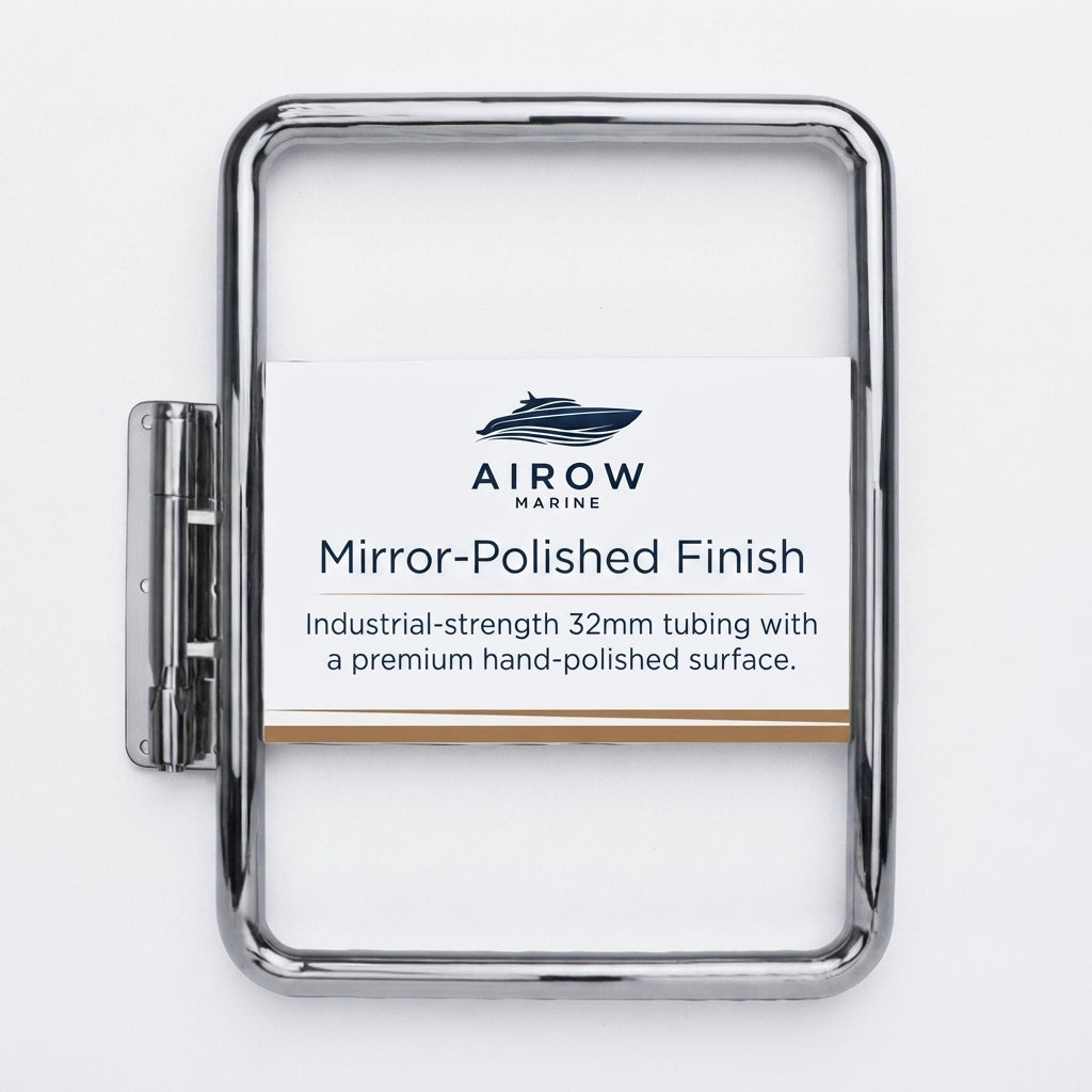 316 Stainless Steel Marine Stern Swing Gate - Mirror Polished Yacht Hardware (590x445mm)