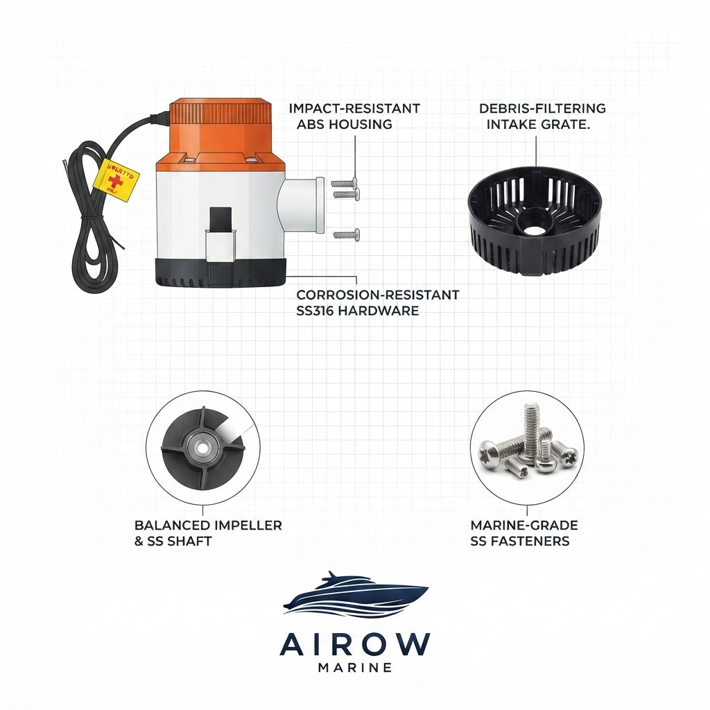 Airow Marine Manual Bilge Pump - 4700 GPH Heavy-Duty 12V DC (50mm Outlet)
