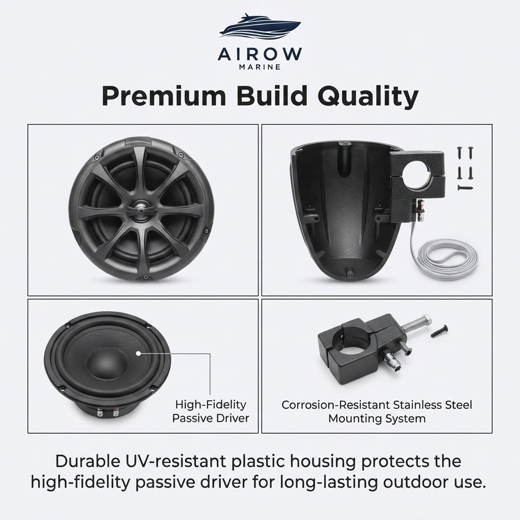 Airow Marine Wakeboard Tower Speakers - 100W IP-X6 Waterproof (6.5")