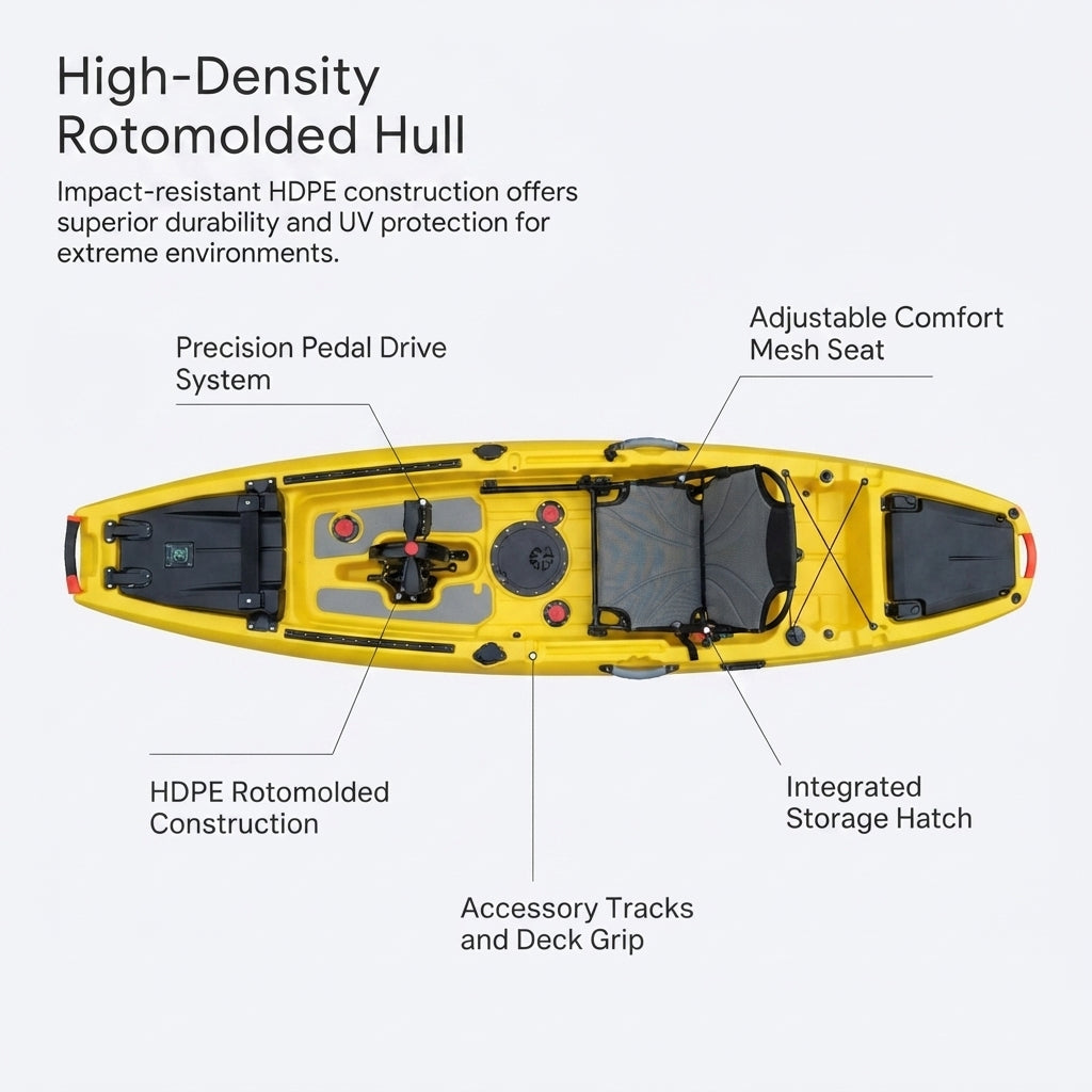 3-Meter Penguin Pedal Fishing Kayak – Rotomolded HDPE (Single Person) – detail view