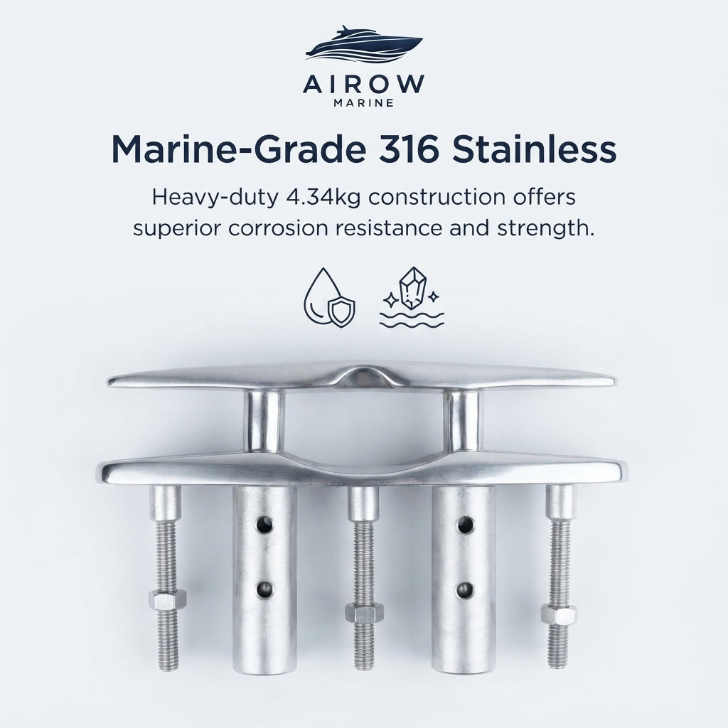 12-Inch 316 Stainless Steel Sliding Cleat - Heavy Duty Marine Cable Anchor
