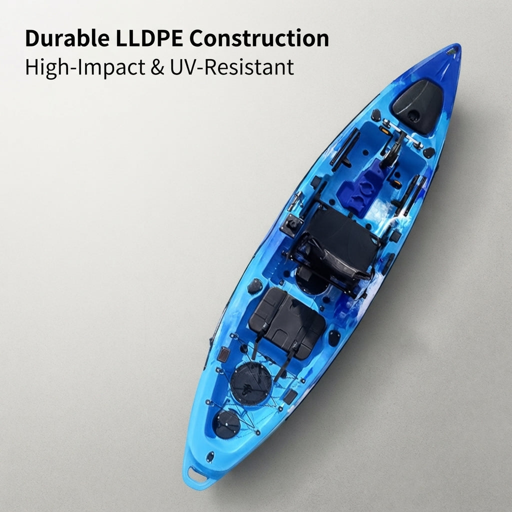 LLDPE Single-Person Fishing Kayak – Pedal-Ready, Blow-Molded Design – detail view