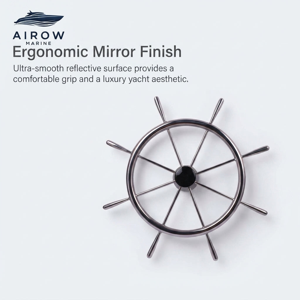 316 Stainless Steel Marine Steering Wheel - 8-Spoke, Mirror-Polish (400mm)