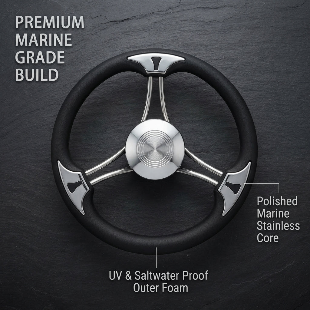 13.5-inch Marine Steering Wheel – 304 Stainless Steel & Comfort Foam Grip