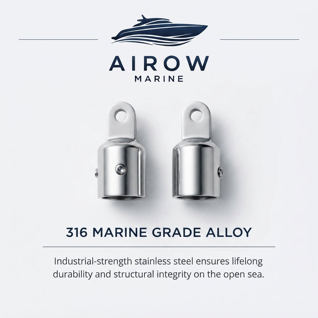 Marine-Grade 316 Stainless Steel Sliding Cap – Mirror-Polished Heavy-Duty Bimini Hardware – detail view