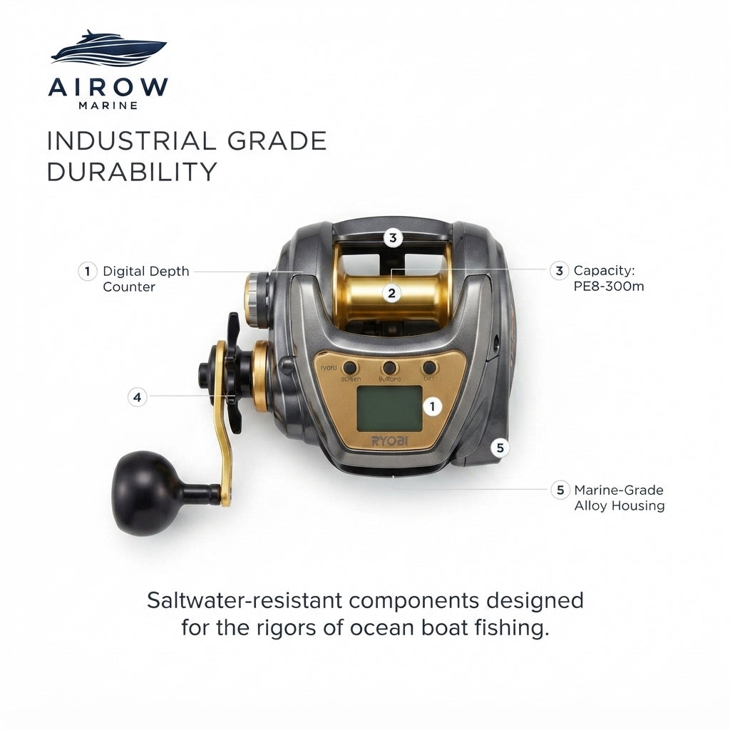 Airow Marine VX700 Electric Deep Sea Fishing Reel - 114kg Max Pulling Force