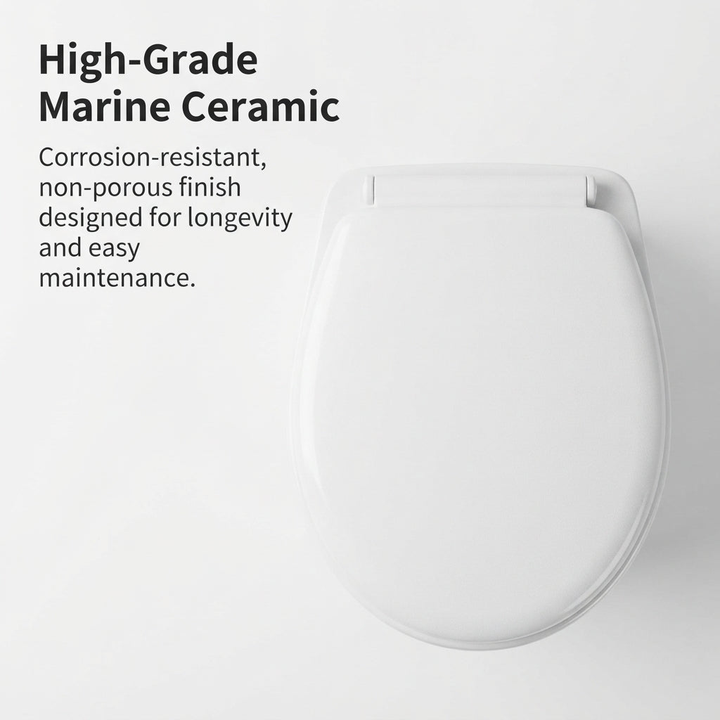 Luxury Marine Toilet - Airow Marine Self-Priming Ceramic & Soft-Close