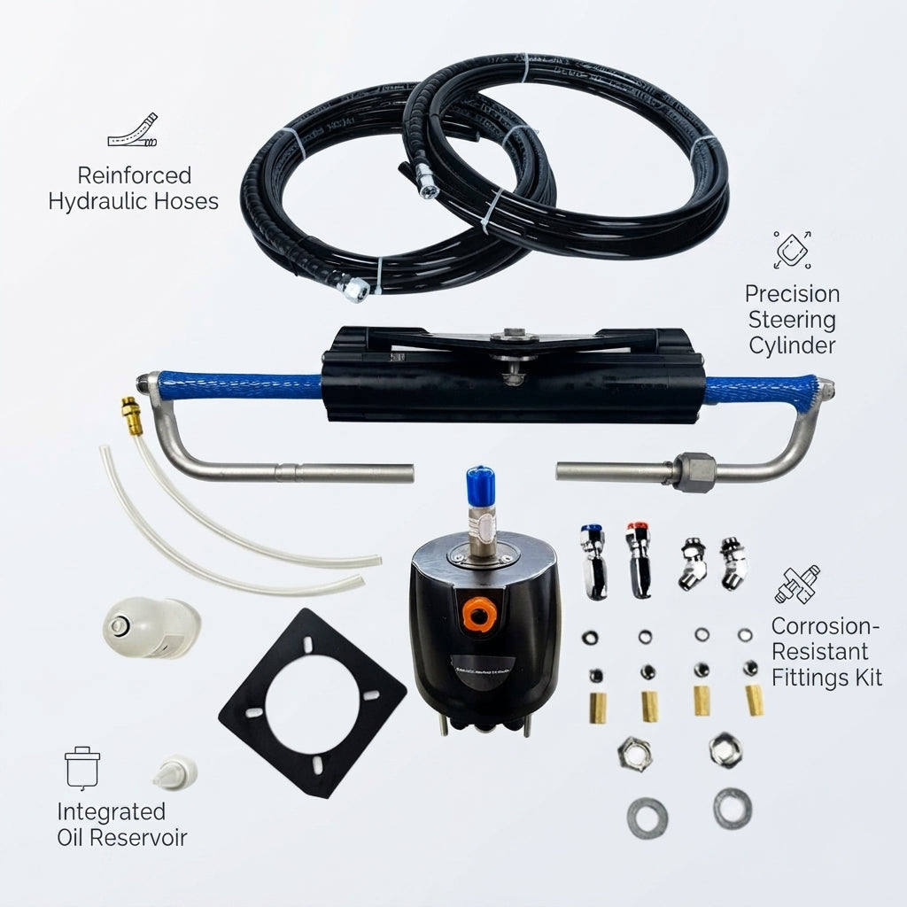 Outboard Hydraulic Steering System - 200HP, Corrosion-Resistant Kit