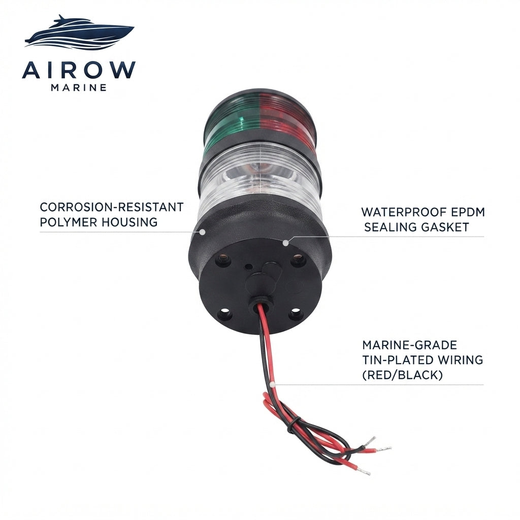 AIROW MARINE Dual-Tier Red-Green LED Navigation Signal Light - IP68 Marine-Grade