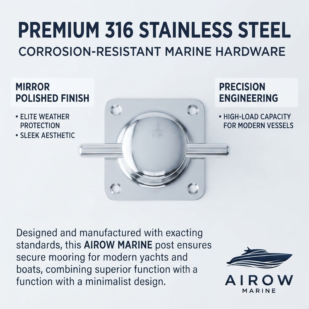316 Stainless Steel Marine Dock Bollard - Mirror Finish (176mm Height)