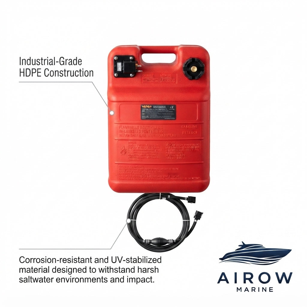 24L Marine Fuel Tank with 9.8ft Hose - Durable HDPE Outboard Boat Solution