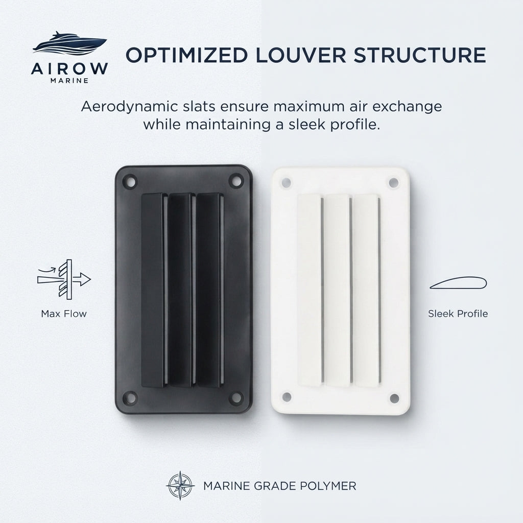 Airow Marine Yacht Louvered Air Outlet Cover - Marine-Grade Nylon & ABS Vent (140x78.4mm)