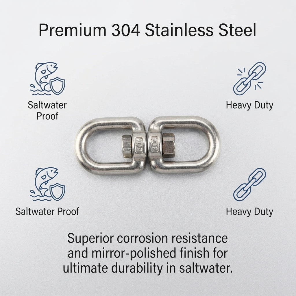 Heavy-Duty 304 Stainless Steel Swivel Ring - Universal Marine Grade Chain Link