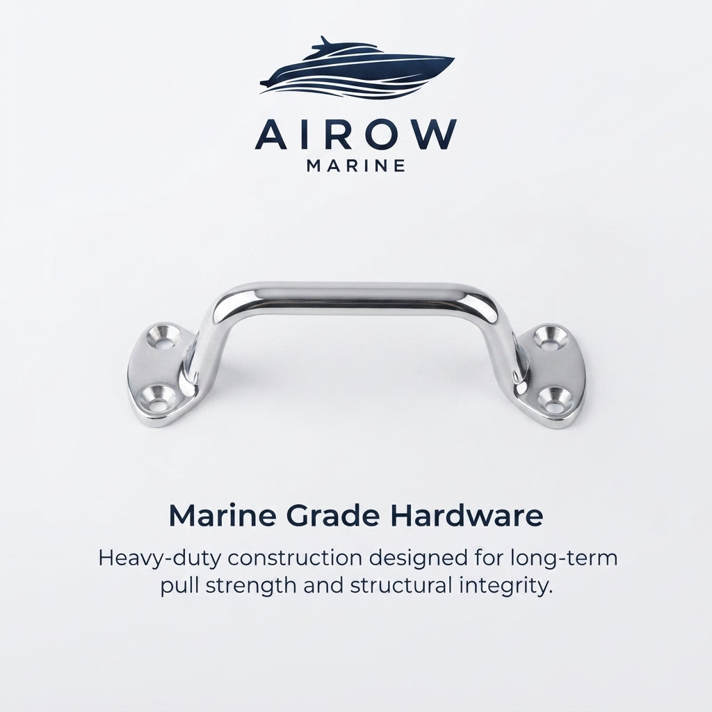 Marine Grab Handle – 316 Stainless Steel, Mirror Polished (149mm) – detail view