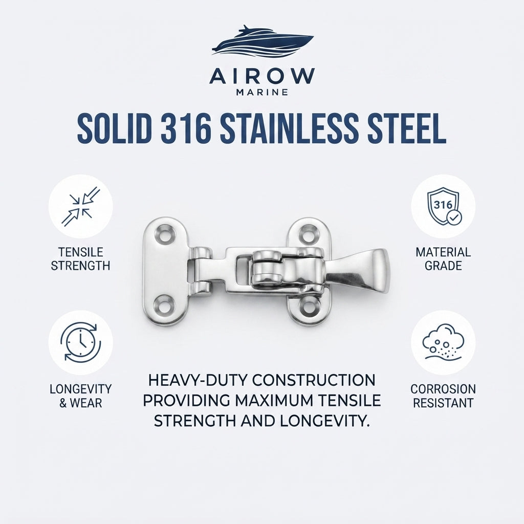 316 Stainless Steel Marine RV Latch – Hatch & Door Fastener (110x50mm) – detail view