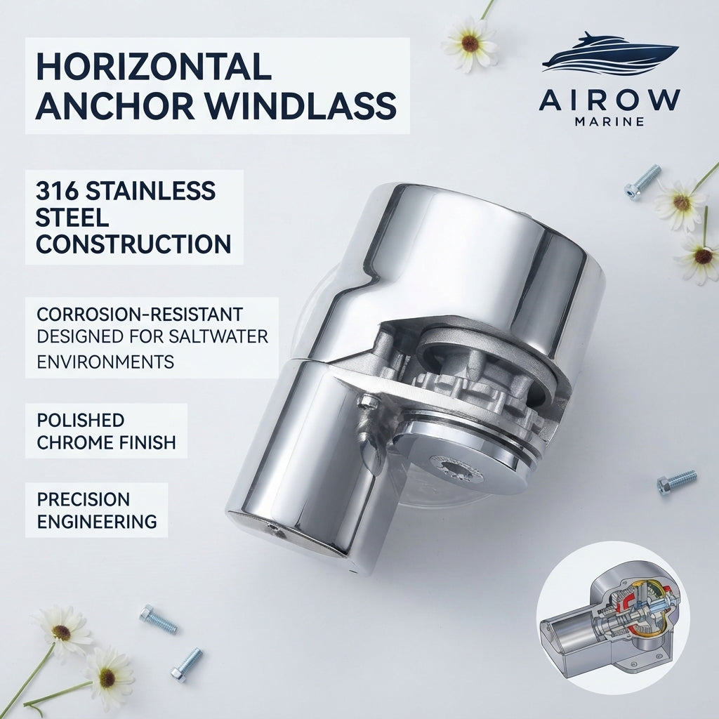 Electric Anchor Windlass – 316 SS, Silent Operation for Marine Yachts & Boats – detail view