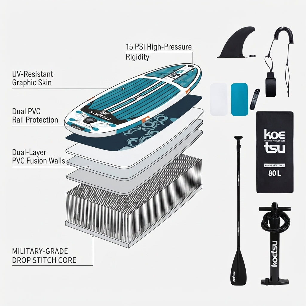 AirowMarine Totem 10'6" Inflatable Stand Up Paddleboard Kit – All-Water SUP – detail view
