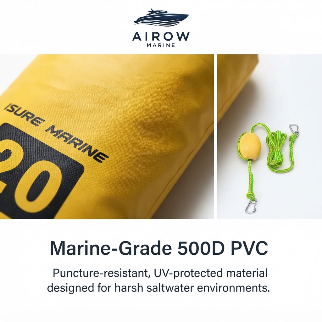 2-in-1 Marine Kayak Sandbag Anchor & 20L Dry Bag Kit – Paddleboard & Swim Mat (500D PVC) – detail view