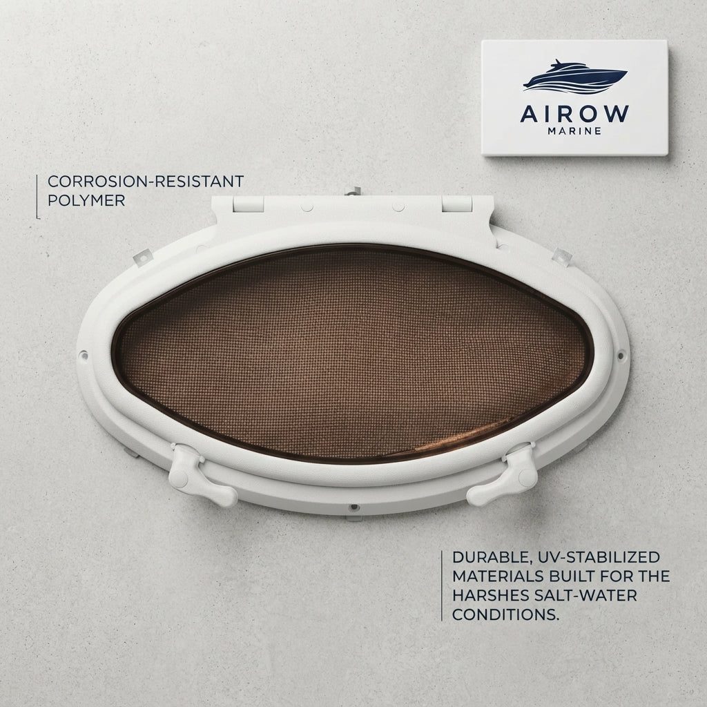 AirowMarine Pro-X Oval Porthole - Emergency Escape & Mosquito Net (470x208mm)