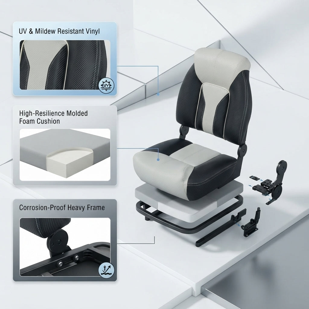 Foldable Marine Boat Seat – UV Resistant & Waterproof Captain's Chair