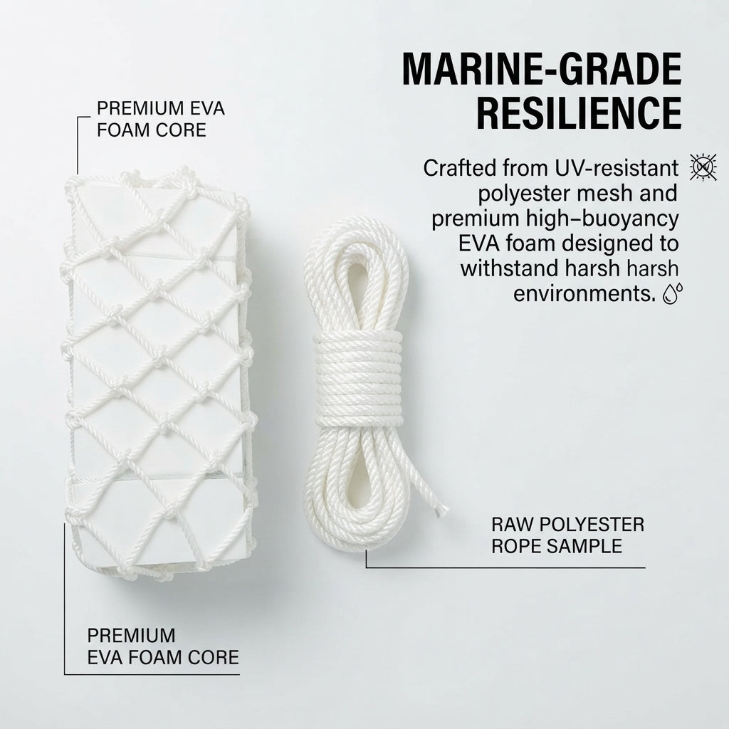 Airow Marine Solid EVA Square Boat Fender with Rope Mesh - UV-Resistant Protection