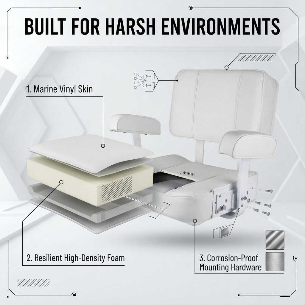 Marine Helm Seat with Armrests – UV & Corrosion Resistant (60 × 45 cm)